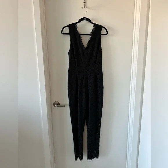 Cupcakes and Cashmere Evita black lace jumpsuit size 4